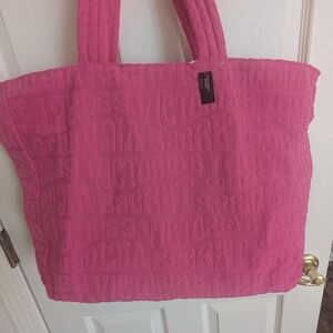 Victoria’s Secret PINK Hot Pink Quilted Logo Tote Bag NWT Large Travel Gym